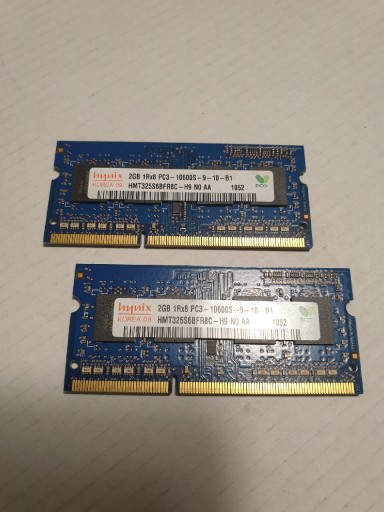 Zdjęcie oferty: 2 x Pamięć RAM ddr3 2GB sodimm hynix HMT325S6BFR8C