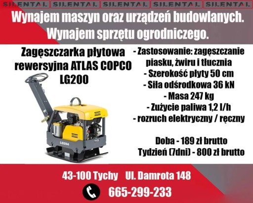 Zdjęcie oferty: Wynajem zagęszczarki płytowej  ATLAS COPCO 