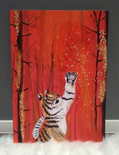 Zdjęcie oferty: Obraz akrylowy ,,Tygrys w płomieniach"