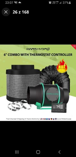 Zdjęcie oferty: Mars hydro 6" wentylator z termostatem 