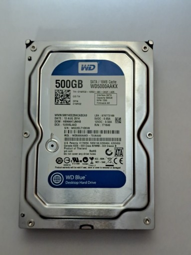 Zdjęcie oferty: WD5000AAKX WD 500GB 3.5"