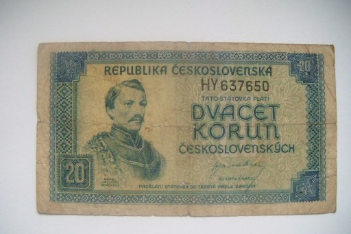 Zdjęcie oferty: BANKNOT CZECHOSŁOWACJA  20 Koron 1945 r.