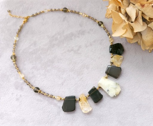 Zdjęcie oferty: Kwarc dymny, cytryn, opal dendrytowy, hematyt, stal - UNIKAT 