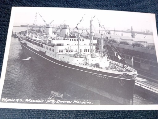 Zdjęcie oferty: Stara pocztówka MS Piłsudski Gdynia 1937 rok