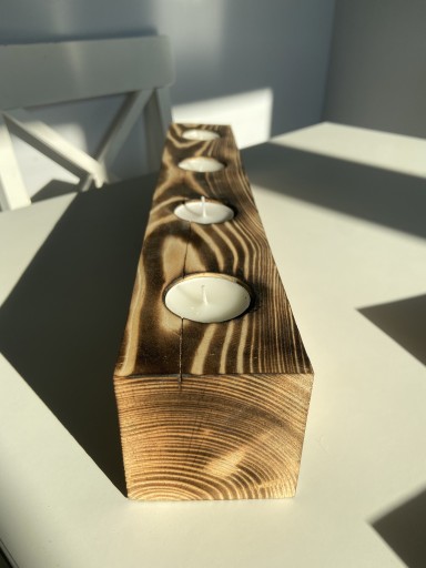 Zdjęcie oferty: Świecznik drewniany opalony loft rękodzieło eko