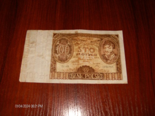 Zdjęcie oferty: Banknot 100 zł 1932 seria  AN 4094768