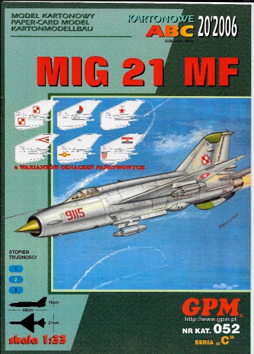 Zdjęcie oferty: GPM 20 2006 MIG 21 MF model 1:33 Modelarz