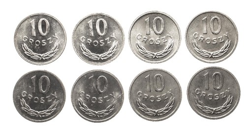 Zdjęcie oferty: PRL, zestaw 8 monet 10 groszy 1985, st. 1,1-.