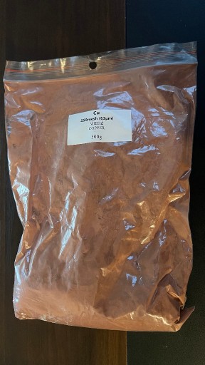 Zdjęcie oferty: Miedź, pył miedziany, proszek elektrolityczny 250mesh 63ym - 380g.