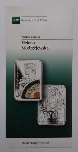 Zdjęcie oferty: Folder 20 zł 2019 r. - Helena Modrzejewska 