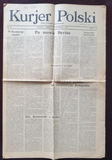 Zdjęcie oferty: KURJER POLSKI THE POLISH MESSENGER 1945 R.