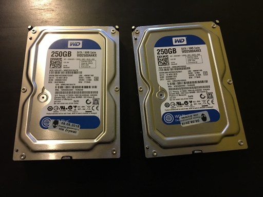 Zdjęcie oferty: Dysk WD 256GB x2 SATA HDD 7200 obr/min