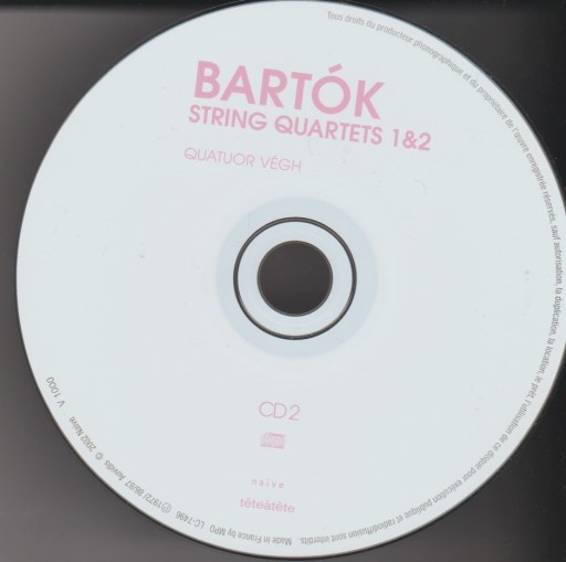 Zdjęcie oferty: BARTOK String quartets 1-2 VEGH Qt 1972stereo OPIS