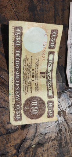 Zdjęcie oferty: Bon towarowy 50 centów, seria HC,1979,rzadki