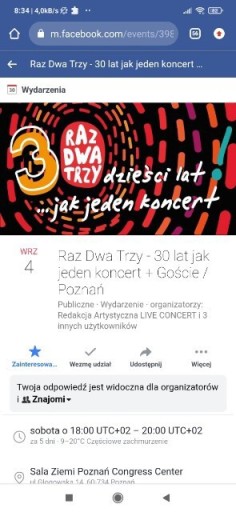 Zdjęcie oferty: Bilety na koncert zespołu Raz Dwa Trzy w Poznaniu