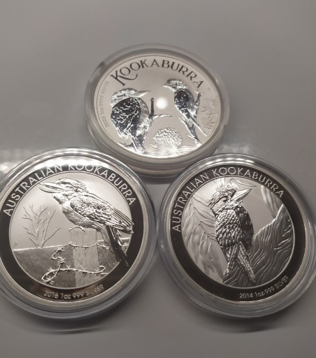 Zdjęcie oferty: Srebrne monety Kookaburra 2014,2016,2023r 3szt