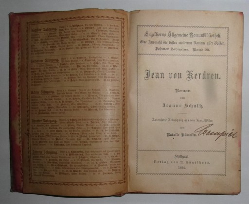Zdjęcie oferty: ROMAN-BIBLIOTHEK JEAN VON KERDREN - 1894 ROK