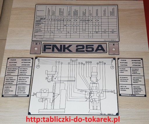 Zdjęcie oferty: Frezarka TOS FNK 25 A Tabliczka Tabliczki Tabela 