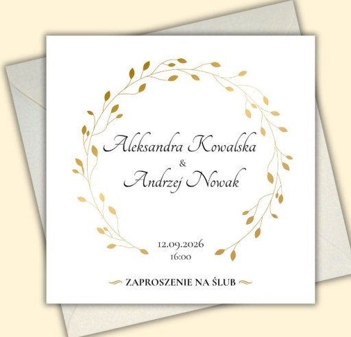 Zdjęcie oferty: Zaproszenie ślubne + koperta perłowa waniliowa | Elegancki minimalizm