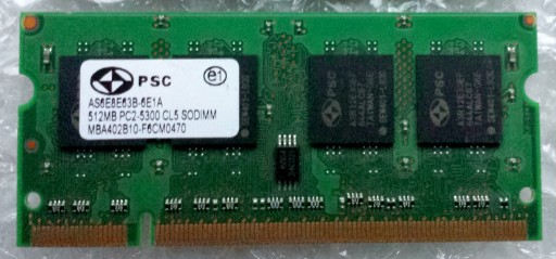 Zdjęcie oferty: Pamięć RAM PSC 512MB SO-DIMM PC2-5300 555MHz CL5