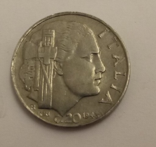 Zdjęcie oferty: Włochy 20 centesimi 1943 