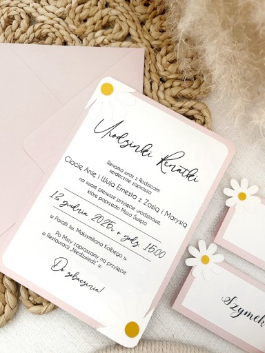 Zdjęcie oferty: Zaproszenia z motywem stokrotki na roczek urodziny urodzinowe