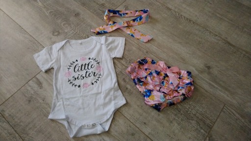 Zdjęcie oferty: Little Sister/3 el/ body, spodenki, opaska-rozm 86