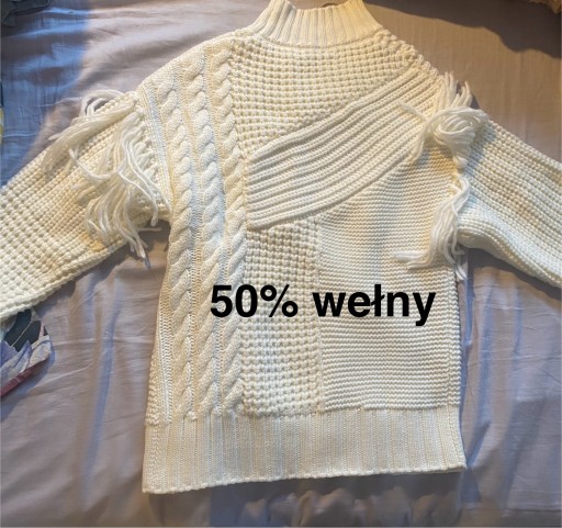 Zdjęcie oferty: Sweter 50% wełny z frędzlami Tatuum L