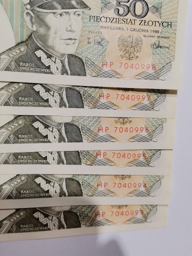 Zdjęcie oferty: Banknoty 50zł.'88r. destrukty drukarskie UNC /6szt