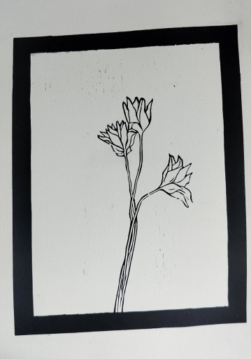 Zdjęcie oferty: Grafika artystyczna linoryt odbitka kwiaty 