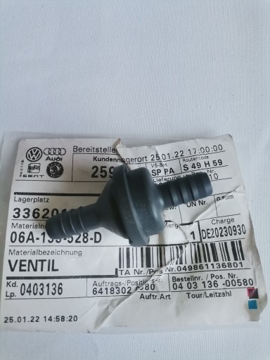 Zdjęcie oferty: ZAWÓR  ZWROTNY  06A 133 528 D VW AUDI SKODA SEAT 