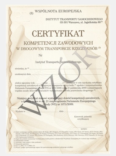Zdjęcie oferty: Certyfikat kompetencji zawodowych