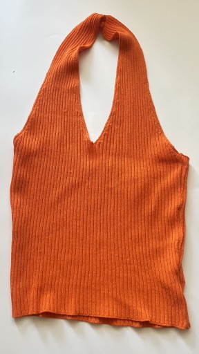 Zdjęcie oferty: Pomarańczowy prążkowany crop top bez pleców xs