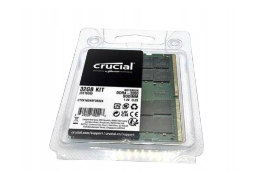 Zdjęcie oferty: PAMIĘĆ RAM CRUCIAL 16GB DDR4 3200MHZ SODIMM