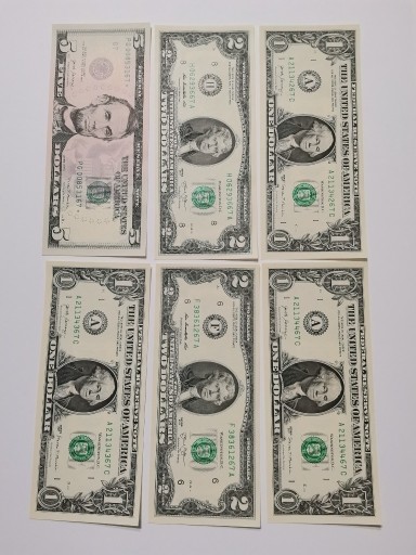 Zdjęcie oferty: Banknoty dolar USA DUŻY ZESTAW UNC x 6 szt., (68)