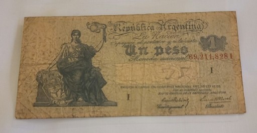 Zdjęcie oferty: Banknot, Argentyna, 1 Peso, PROGRESSO & ARMS 