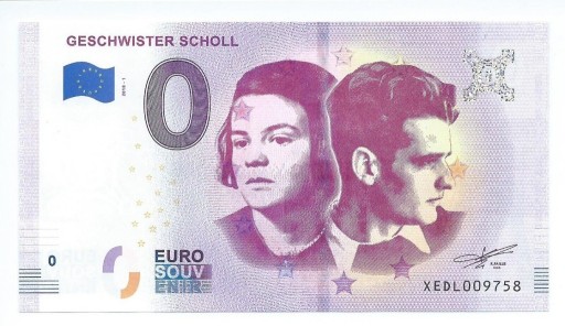 Zdjęcie oferty: Banknot 0 Euro - Geschwister Scholl 2018