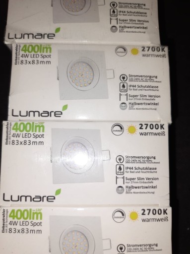 Zdjęcie oferty: Lumare LED wpuszczany Spot 4W 83x83mm IP44 2700K 