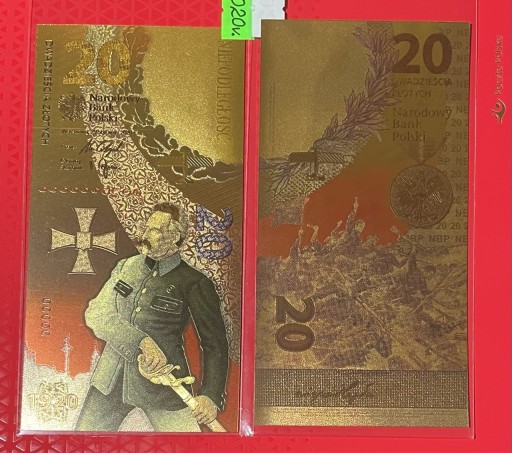 Zdjęcie oferty: Banknot Pozłacany Piłsudski Niepodległość