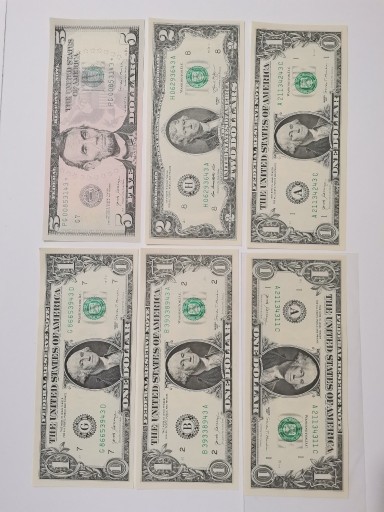 Zdjęcie oferty: Banknoty dolar USA DUŻY ZESTAW UNC x 6 szt., (37)