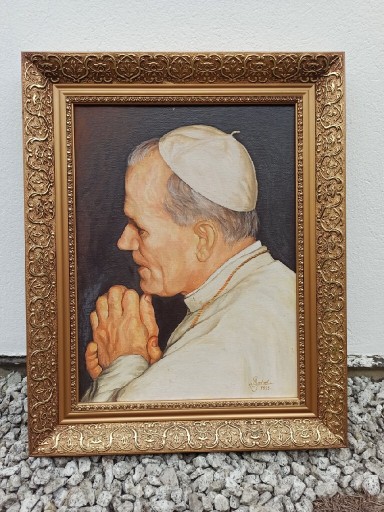 Zdjęcie oferty: Obraz olejny Papież Jan Paweł Il oprawiony