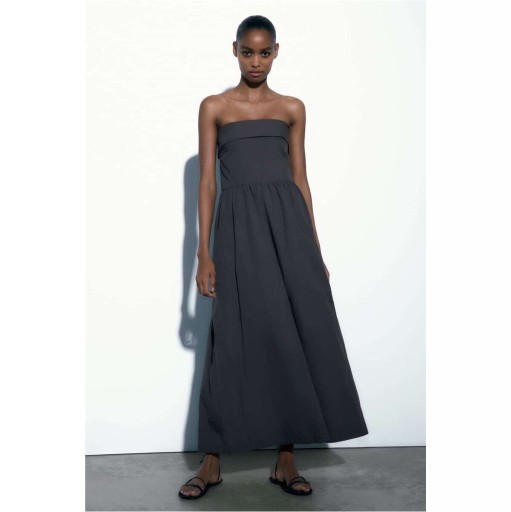 Zdjęcie oferty: ZARA Minimalistyczna Długa sukienka Maxi Szara S