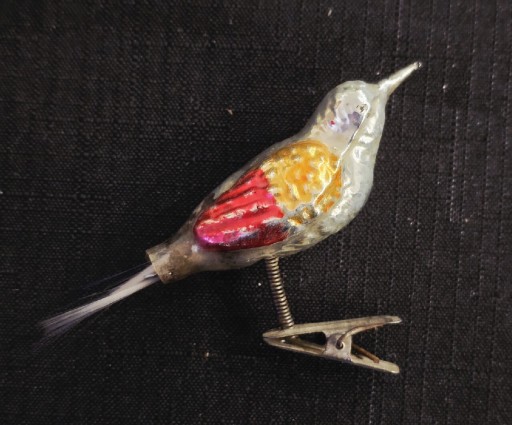 Zdjęcie oferty: Bombki z PRL, ptaszek na klipsie 1szt. retro ozdoby choinkowe