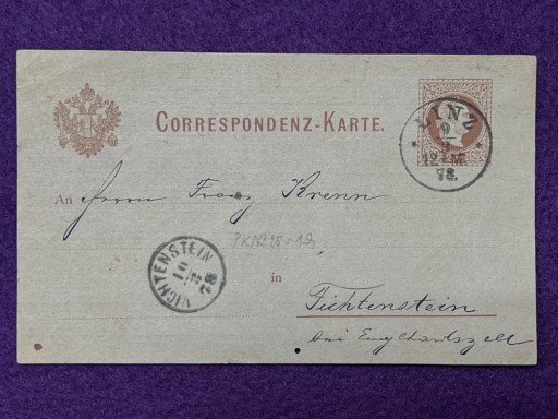 Zdjęcie oferty: 1 karta pocztowa  1878 r