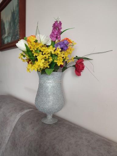 Zdjęcie oferty: Ręcznie zdobiony ozdobny wazon na kwiaty 