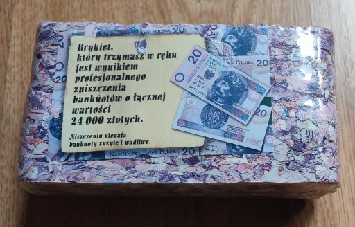 Zdjęcie oferty: brykiet profesjonalnie zniszczonych banknotów