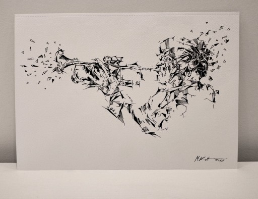 Zdjęcie oferty: Trębacz oryginalny rysunek tuszem jazz jazzman 