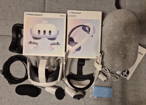 Zdjęcie oferty: Gogle VR Meta Quest 3 128GB ZESTAW oryginał akumulator silikon pokrowiec GW