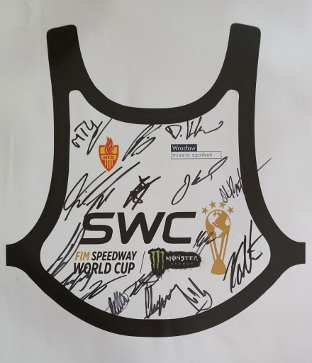 Zdjęcie oferty: Żużel Plastron SWC 2023 Wrocław Baraż autografy