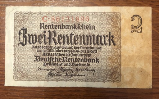 Zdjęcie oferty: 2 Rentenmark 1937 r